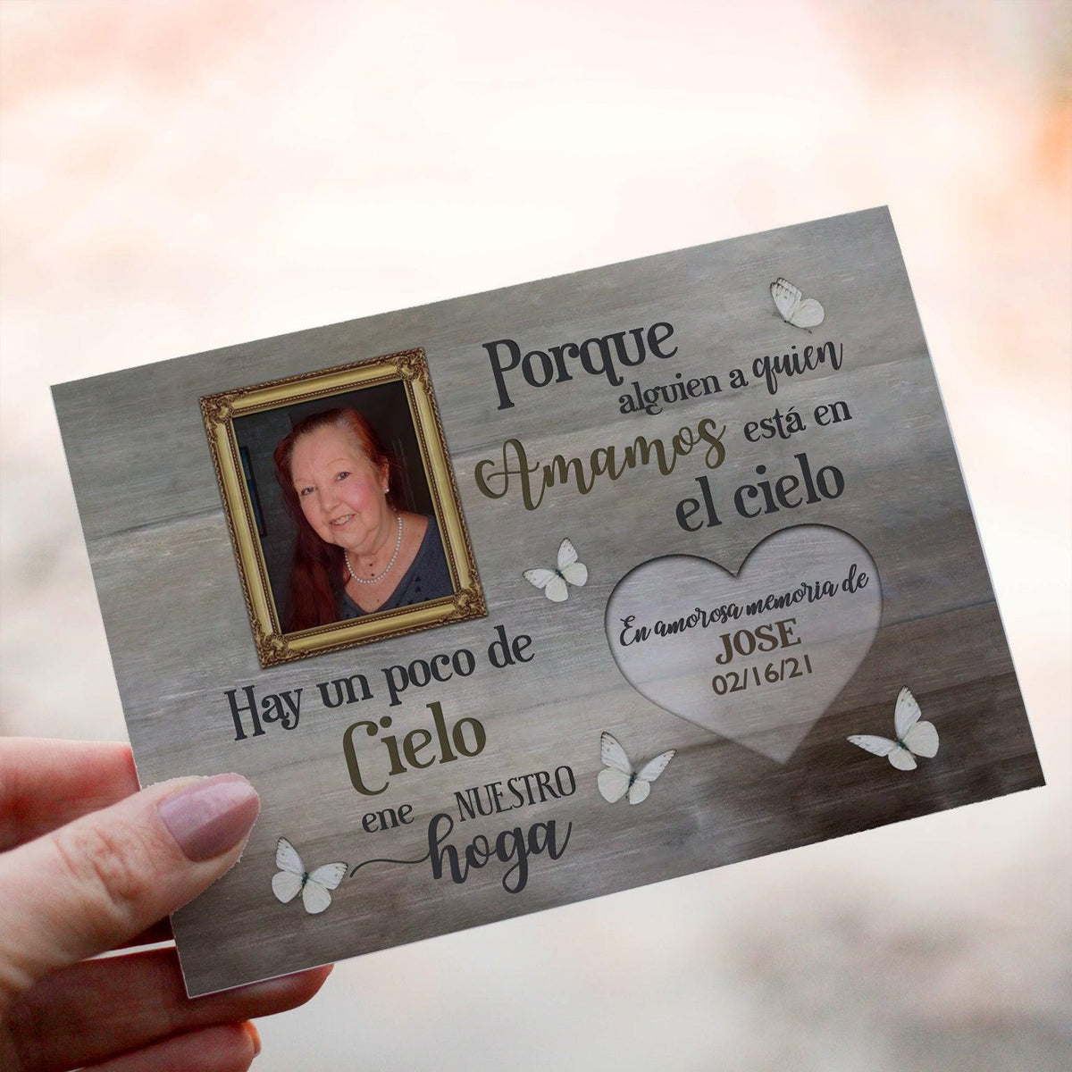 Personalized Crochet Doll with Photo Card "Porque Alguien Que Amamoa Está En El Cielo Hay Un Poco De Cielo"