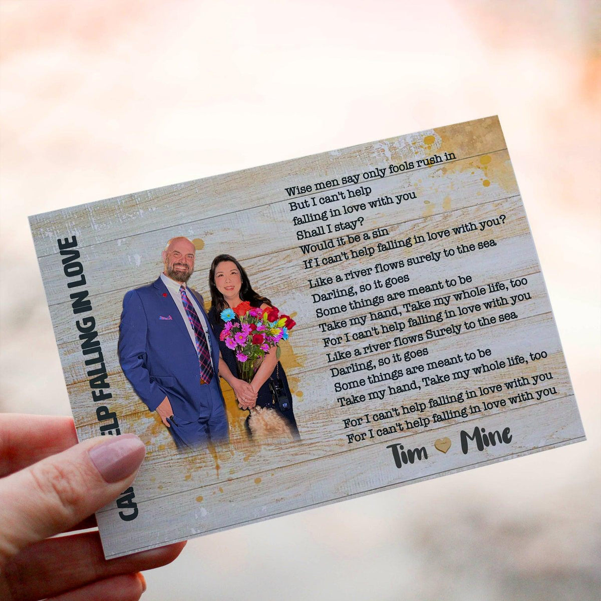 Personalized Crochet Doll with Photo Card "Can’t Help Falling in Love Lyrics"