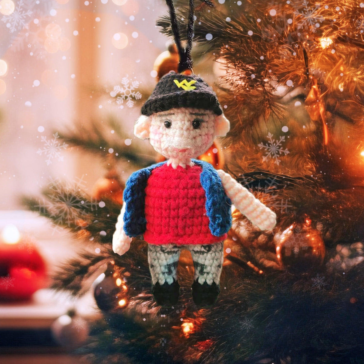 Personalized Ornament Crochet Doll with Photo Card "Because Someone We Love Is In Heaven 2"