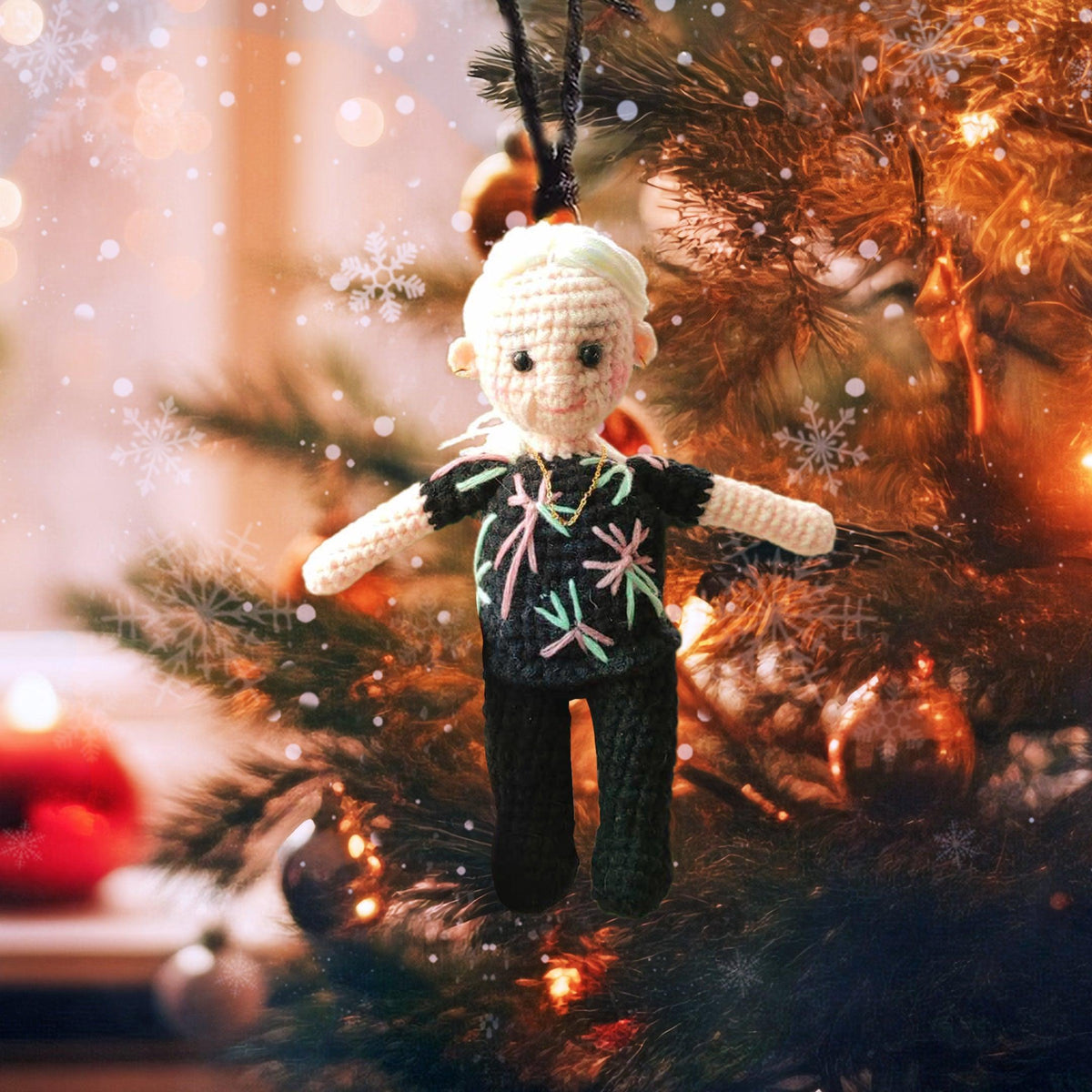 Personalized Ornament Crochet Doll with Photo Card "Those We Love Don't Go Away 2"
