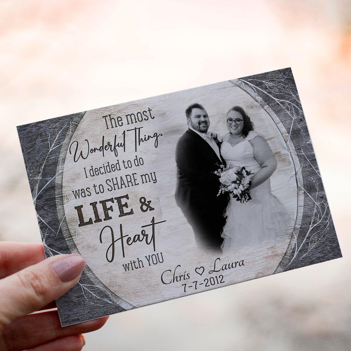 Personalized Crochet Doll with Photo Card "The Most Wonderful Things Romantic"