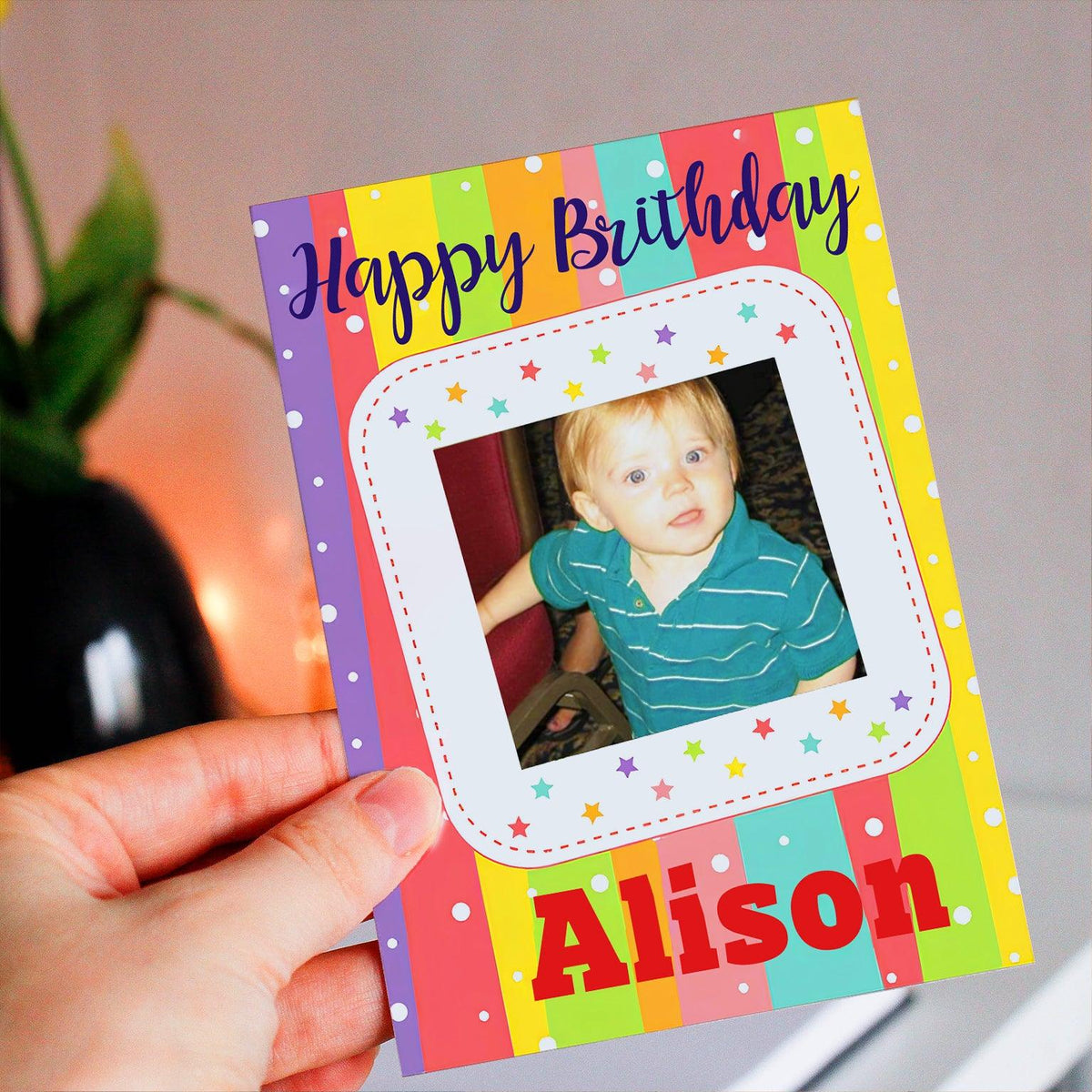 Personalized Crochet Doll with Photo Card "Happy Birthday Version 2"