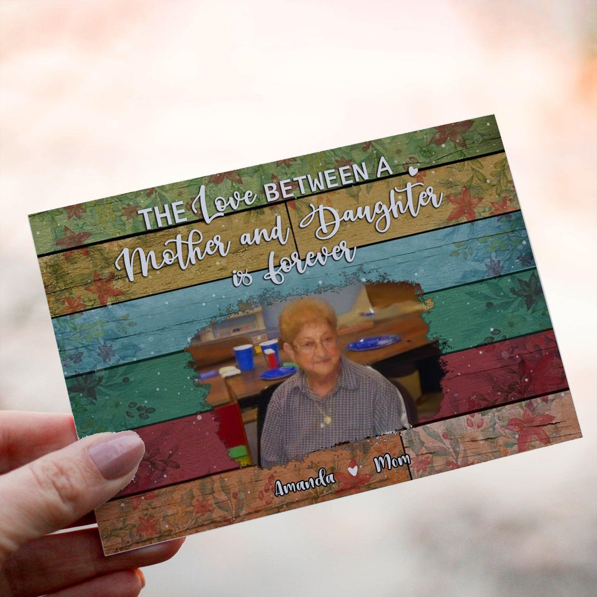 Personalized Crochet Doll with Photo Card "The Love Between A Mother & Daughter Is Forever"