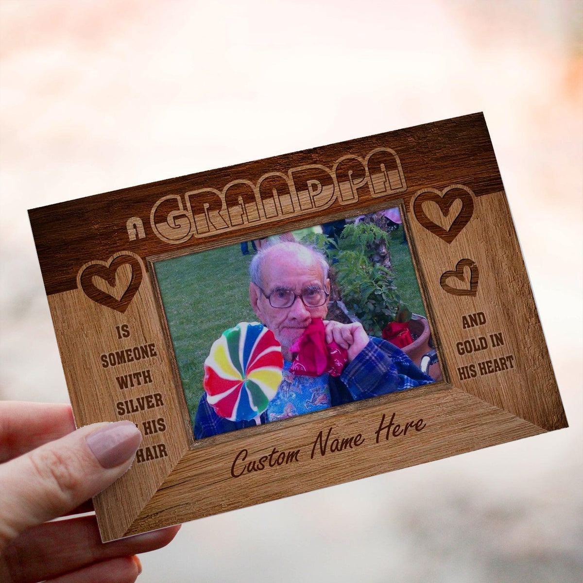 Personalized Crochet Doll with Photo Card "Grandpa Photo Gift Father’s Day"