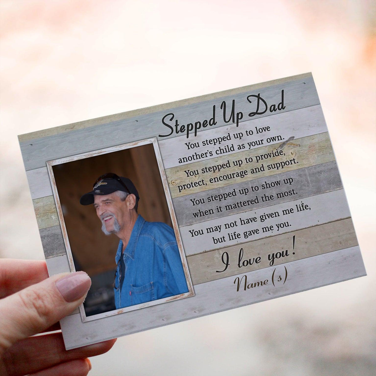 Personalized Crochet Doll with Photo Card "Stepped Up Dad Gift For Father’s Day"
