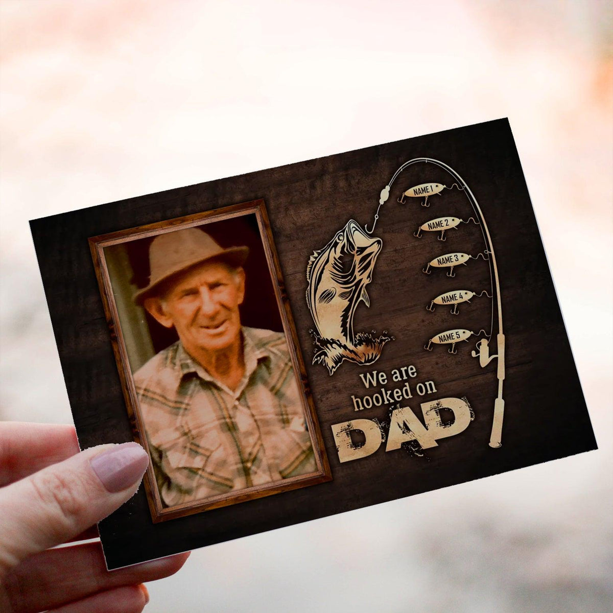 Personalized Crochet Doll with Photo Card "We Are Hooked On Dad"