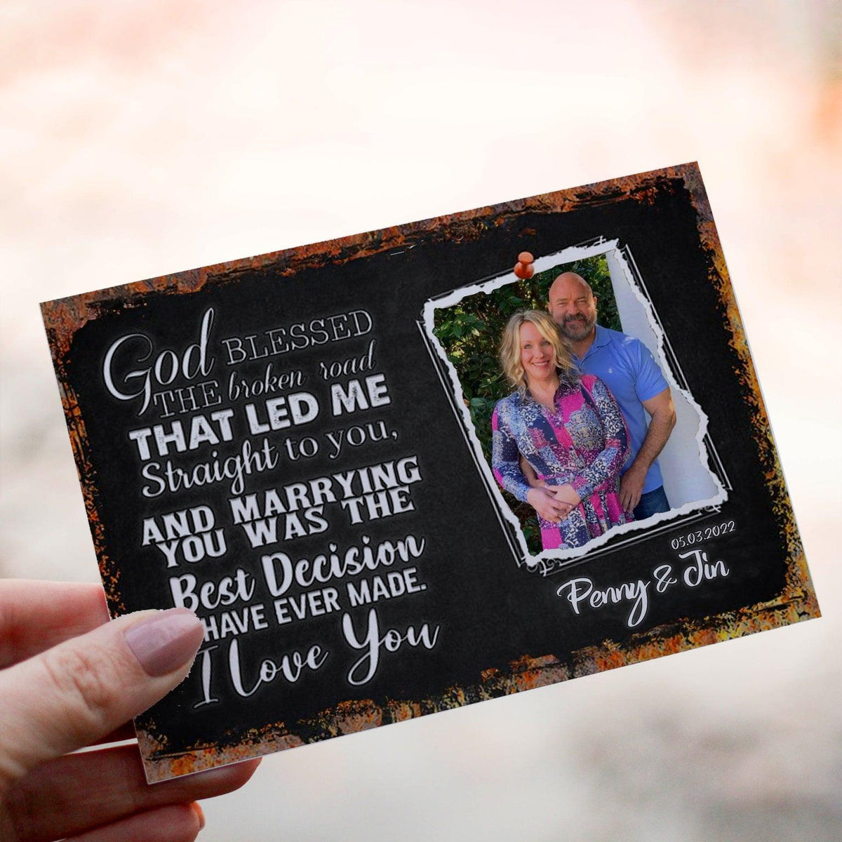 Personalized Crochet Doll with Photo Card "God Blessed The Broken Road That Led Me Straight To You"