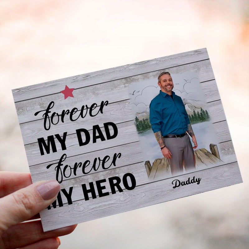 Personalized Crochet Doll with Photo Card "Forever My Dad Forever My Hero"