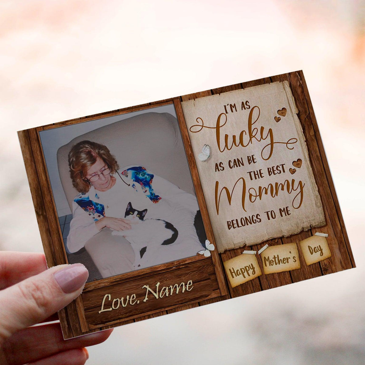Personalized Crochet Doll with Photo Card "I'm As Lucky As Can Be"