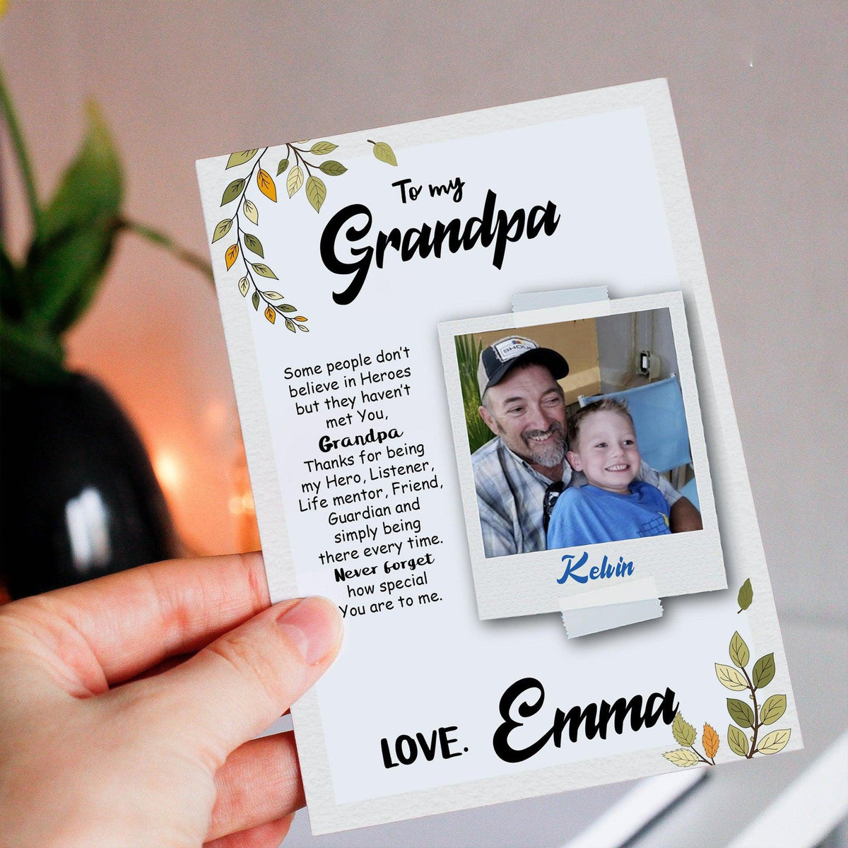 Personalized Crochet Doll with Photo Card "To My Grandpa"