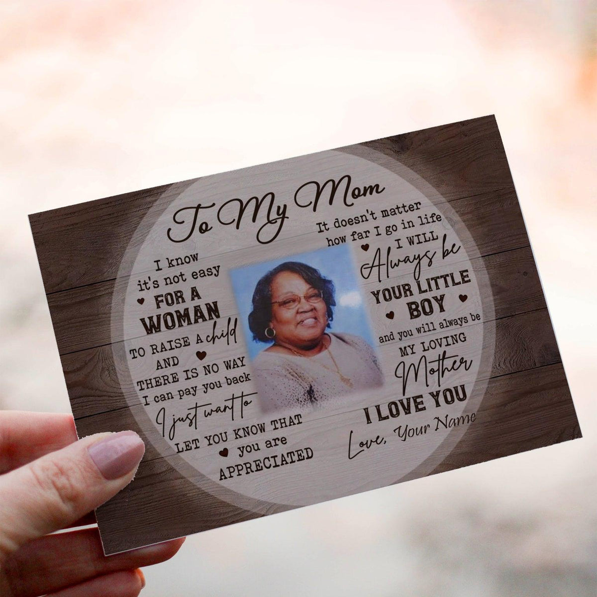 Personalized Crochet Doll with Photo Card "To My Mom"