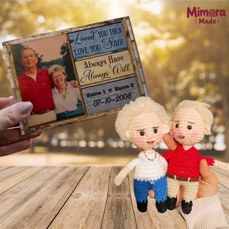 Personalized Crochet Doll with Photo Card "Loved You Then Love You Still"