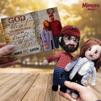 Personalized Crochet Doll with Photo Card "God Blessed The Broken Road"