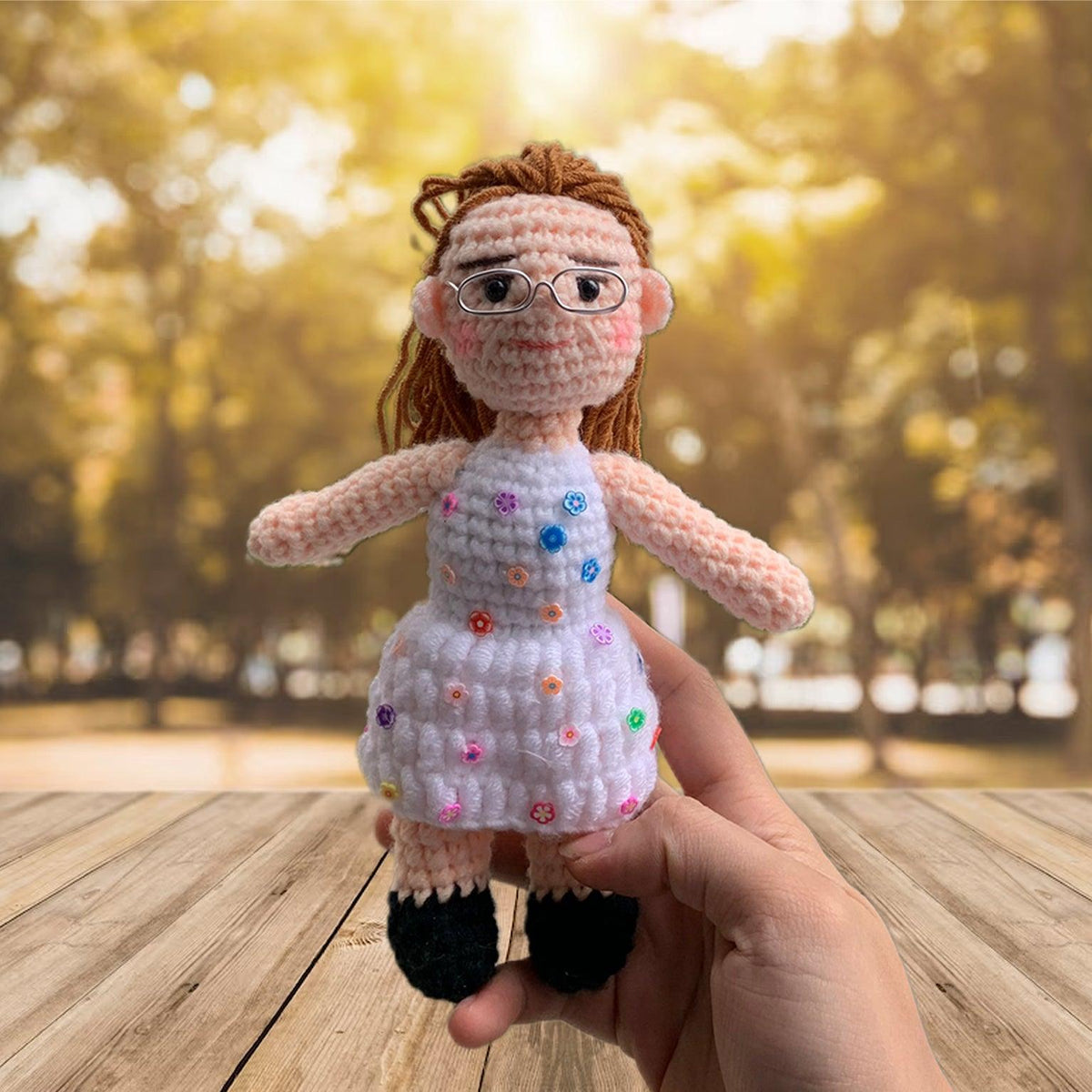 Personalized Crochet Doll with Photo Card "Happy First Mother’s Day"