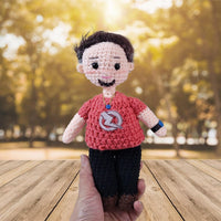 Personalized Crochet Doll with Photo Card "Some People Don't Believe In Heroes"
