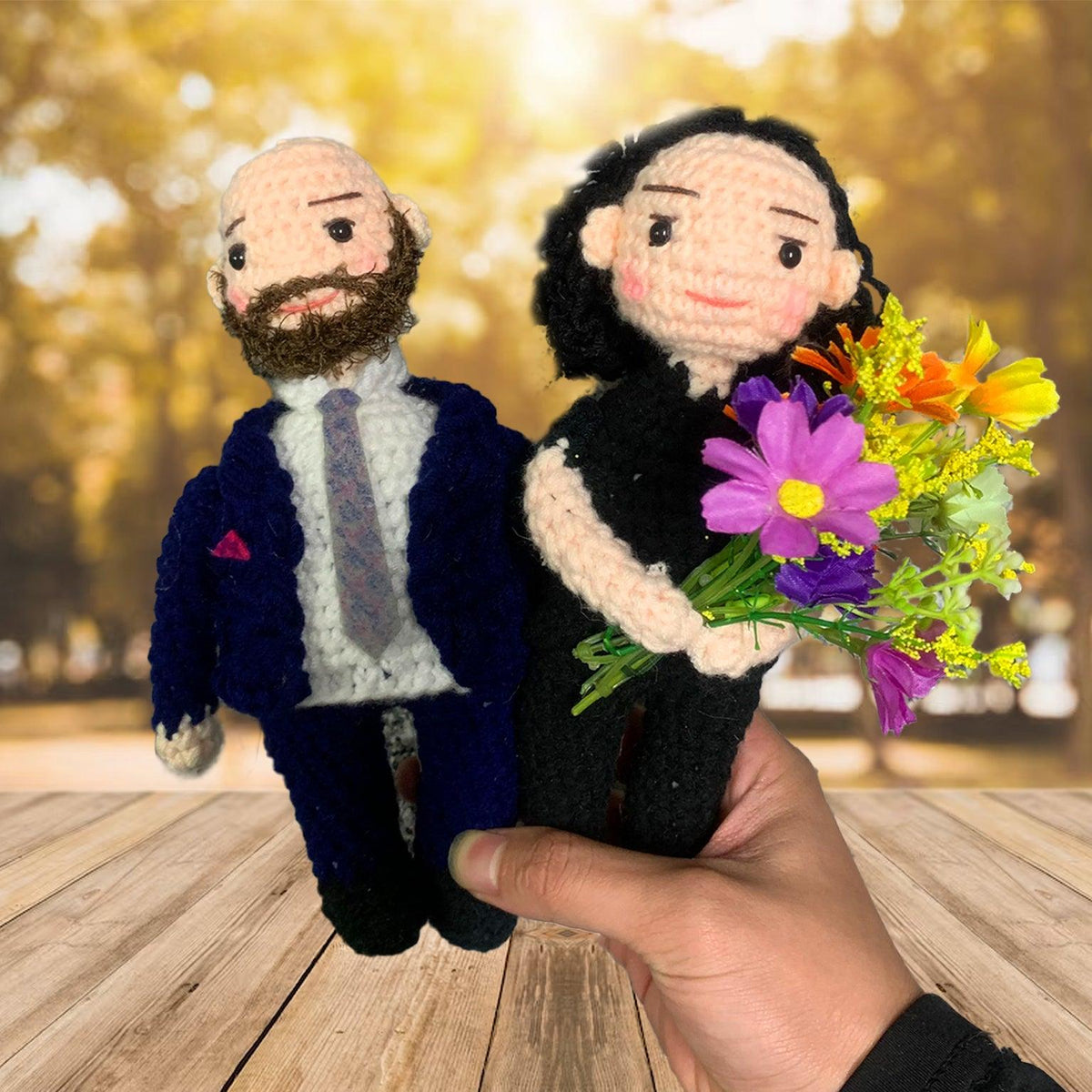 Personalized Crochet Doll with Photo Card "Can’t Help Falling in Love Lyrics"
