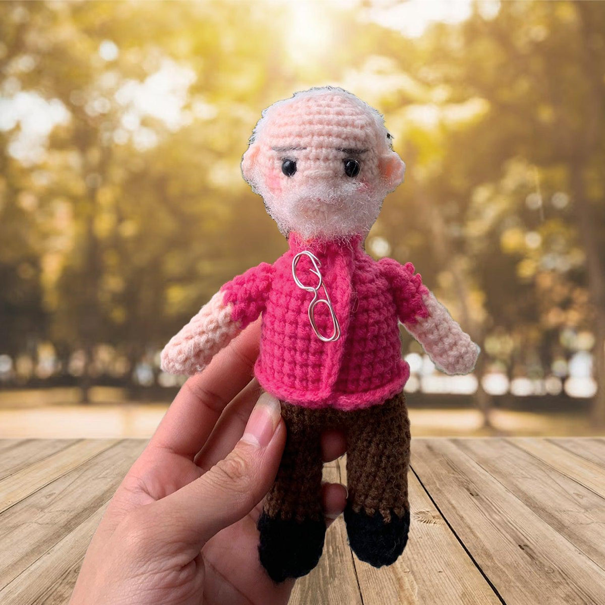Personalized Crochet Doll with Photo Card "Meaningful Father’s Day Gift For Dad From Daughter"