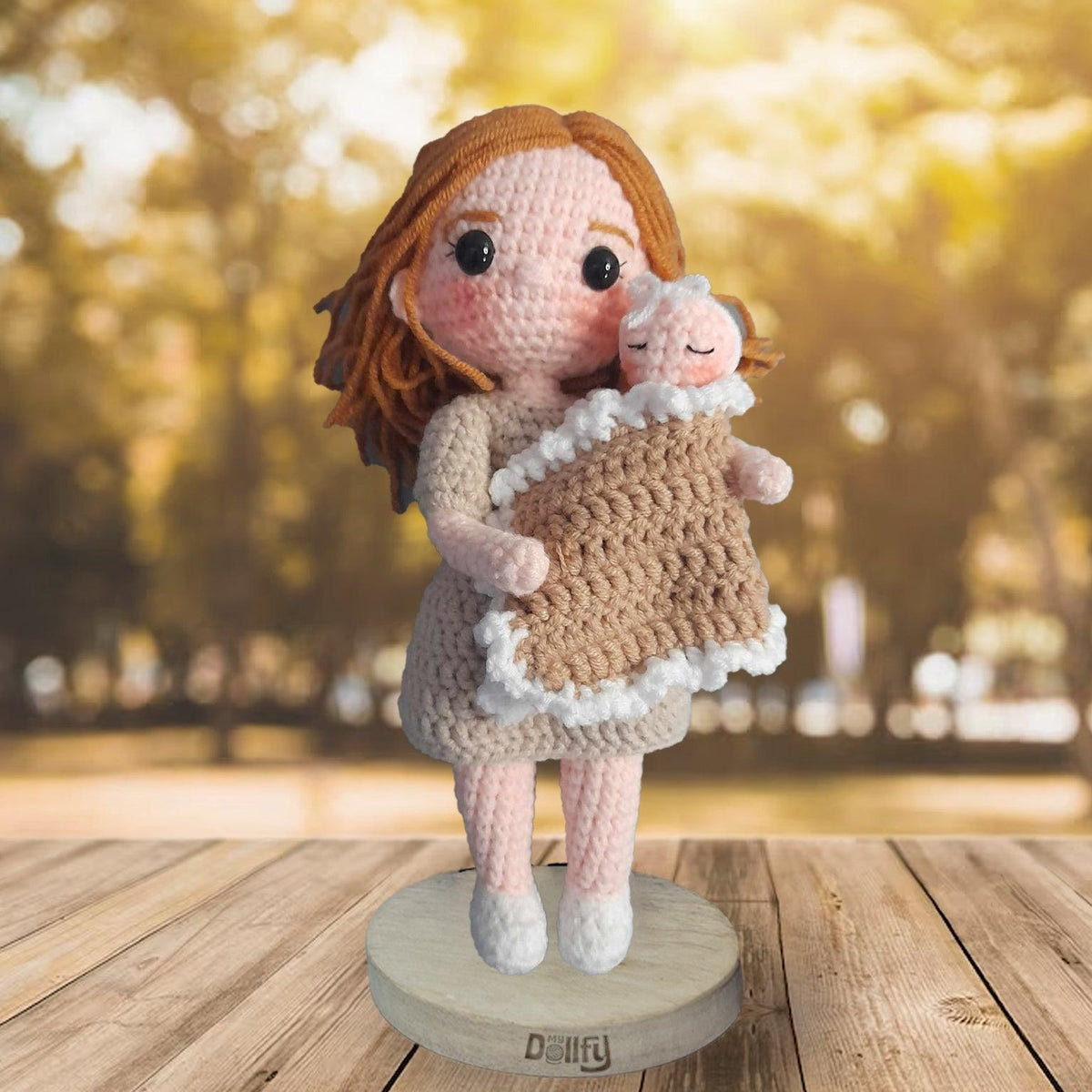 Personalized Crochet Doll with Photo Card "My 1st Mother's Day"