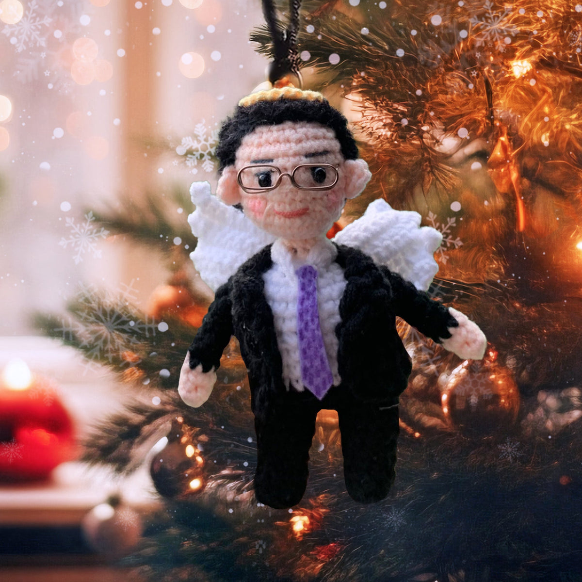 Personalized Ornament Crochet Doll with Photo Card "The Gateway to Heaven and Angel Wings"