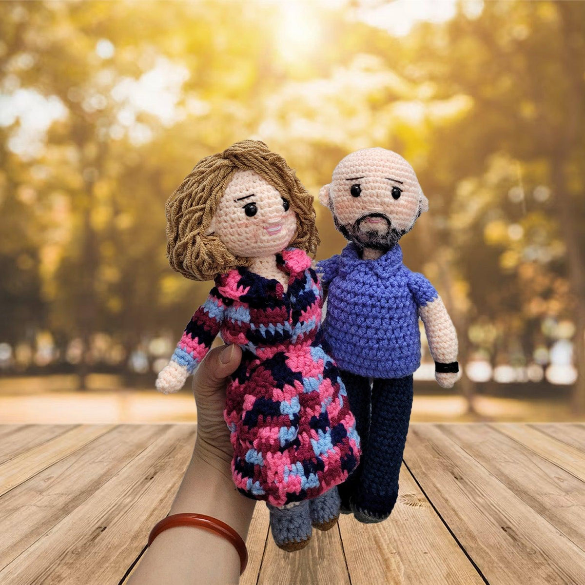 Personalized Crochet Doll with Photo Card "God Blessed The Broken Road That Led Me Straight To You"