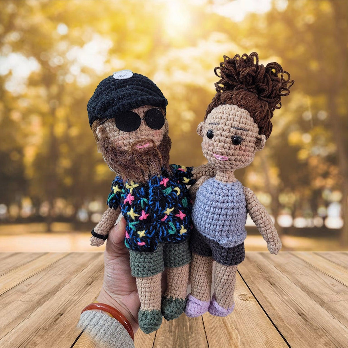 Personalized Crochet Doll with Photo Card "Be Strong And Courageous"