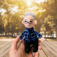 Personalized Crochet Doll with Photo Card "Grandpa Photo Gift Father’s Day"