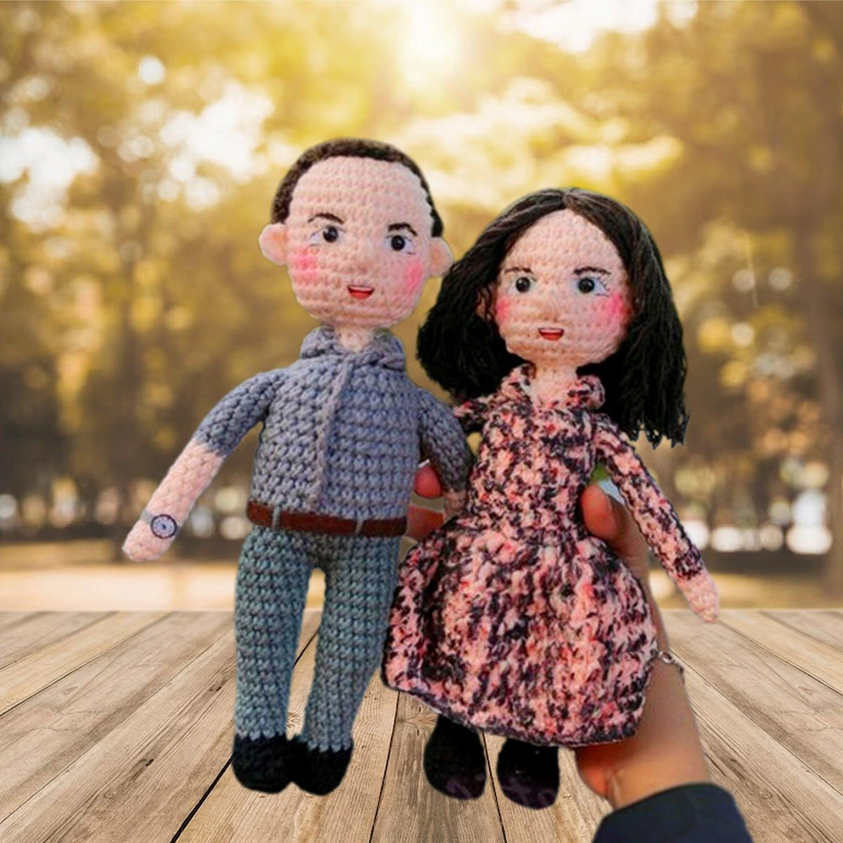 Personalized Crochet Doll with Photo Card "We Decided On Forever"