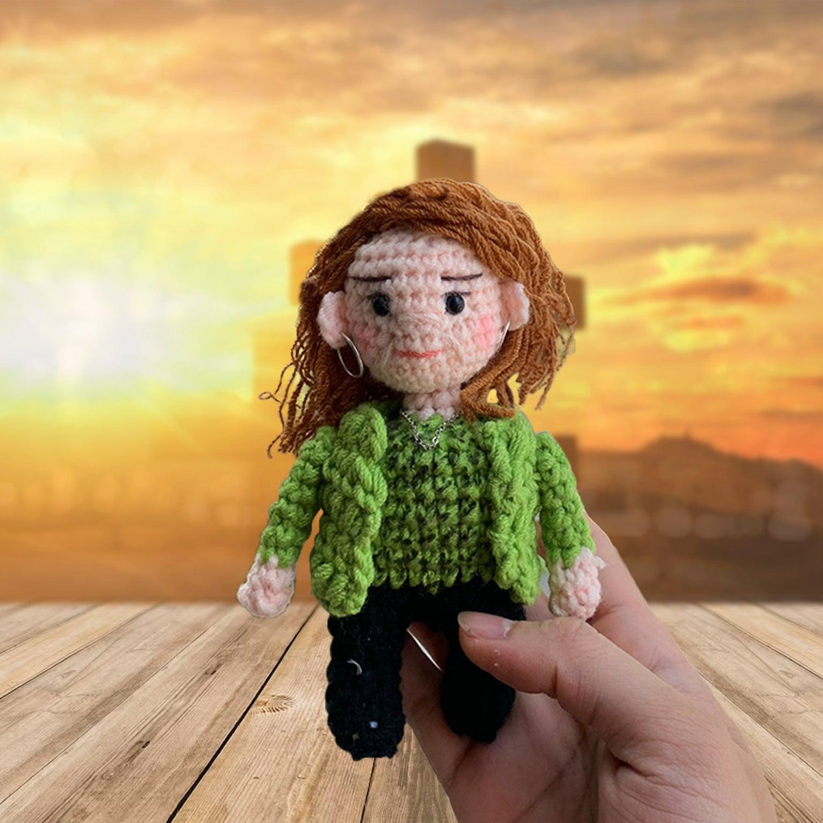 Personalized Crochet Doll with Photo Card "When Someone We Love Is In Heaven Safe In God's Hands"