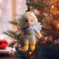 Personalized Ornament Crochet Doll with Photo Card "We'll Hold You In Our Hearts Until We Can Hold You In Heaven"