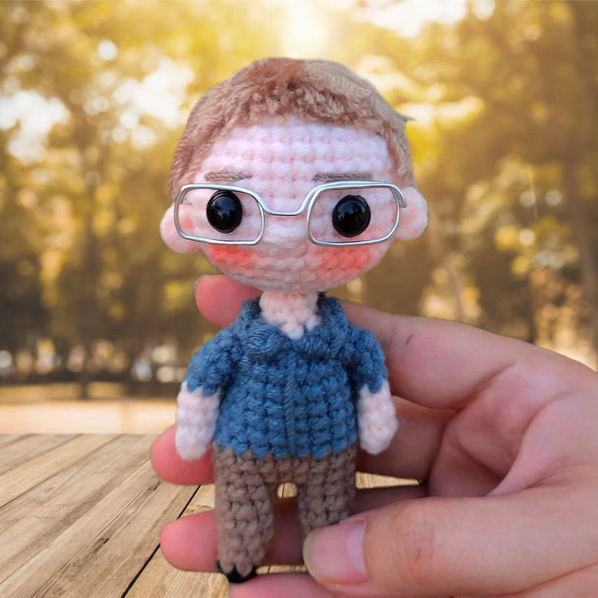 Personalized Crochet Doll with Photo Card "To My Bonus Dad"