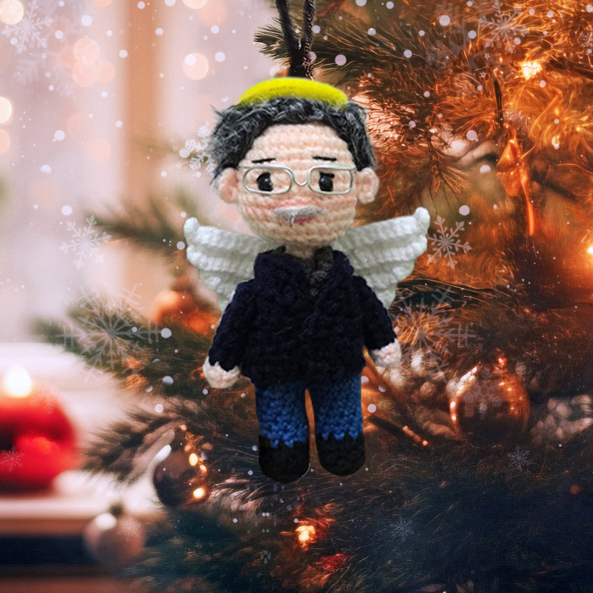 Personalized Ornament Crochet Doll with Photo Card "Your Life Gave Me Memories Too Beautiful too Forget"