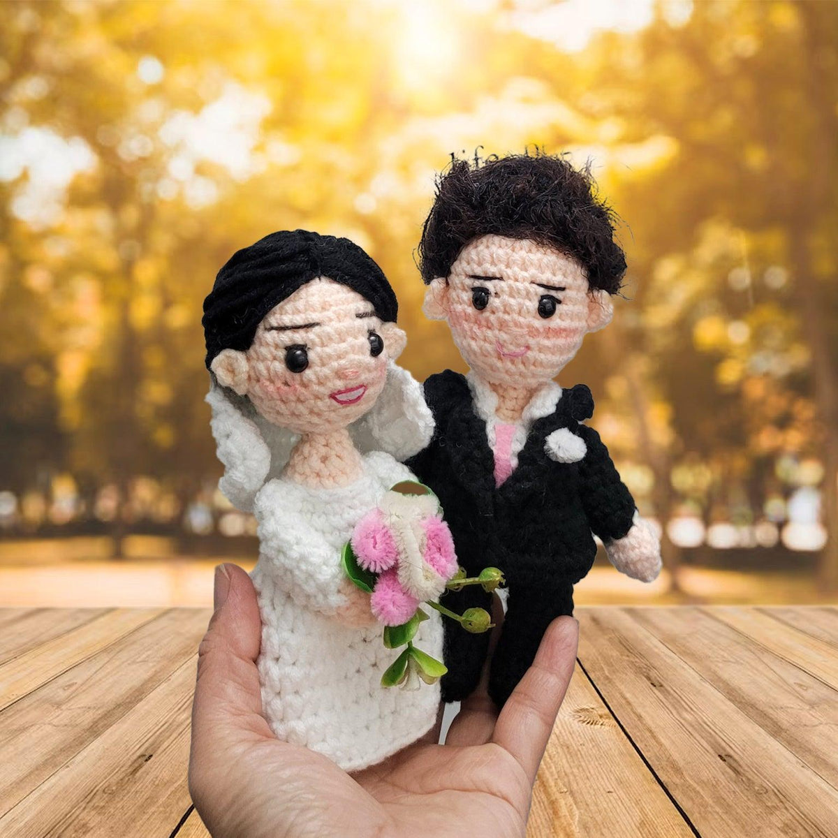 Personalized Crochet Doll with Photo Card "We Decided On Forever"