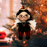 Personalized Ornament Crochet Doll with Photo Card "Safe In God's Hands Those We Love Don't Go Away"
