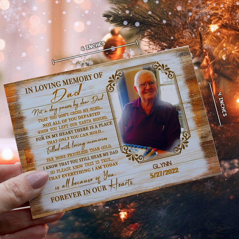 Personalized Ornament Crochet Doll with Photo Card "In Loving Memory Of Dad"