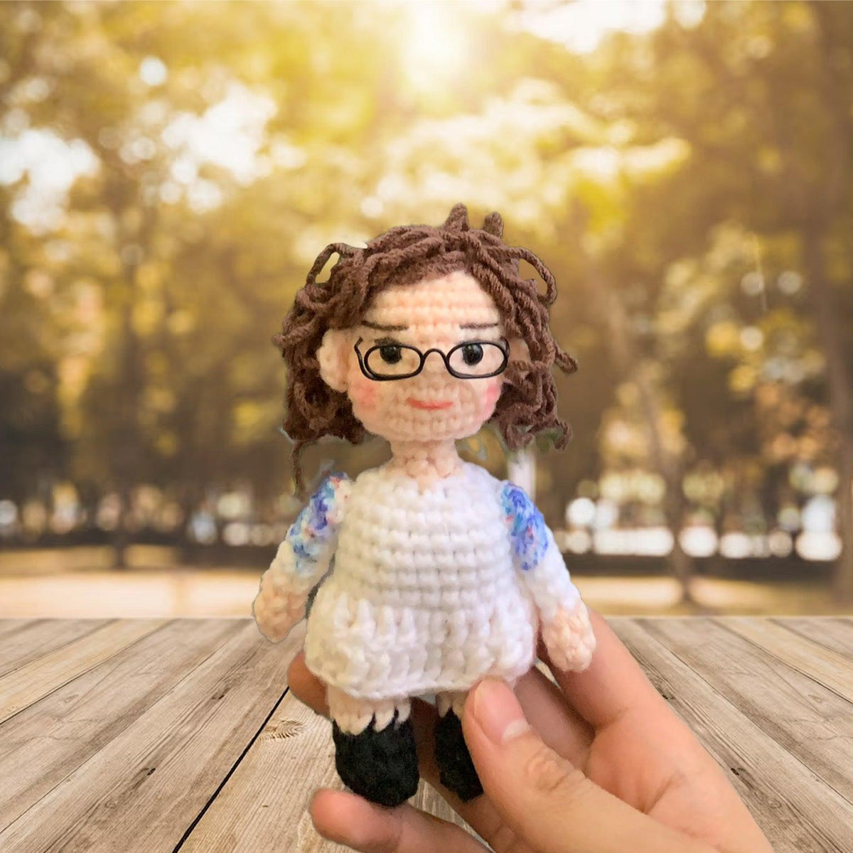 Personalized Crochet Doll with Photo Card "I'm As Lucky As Can Be"