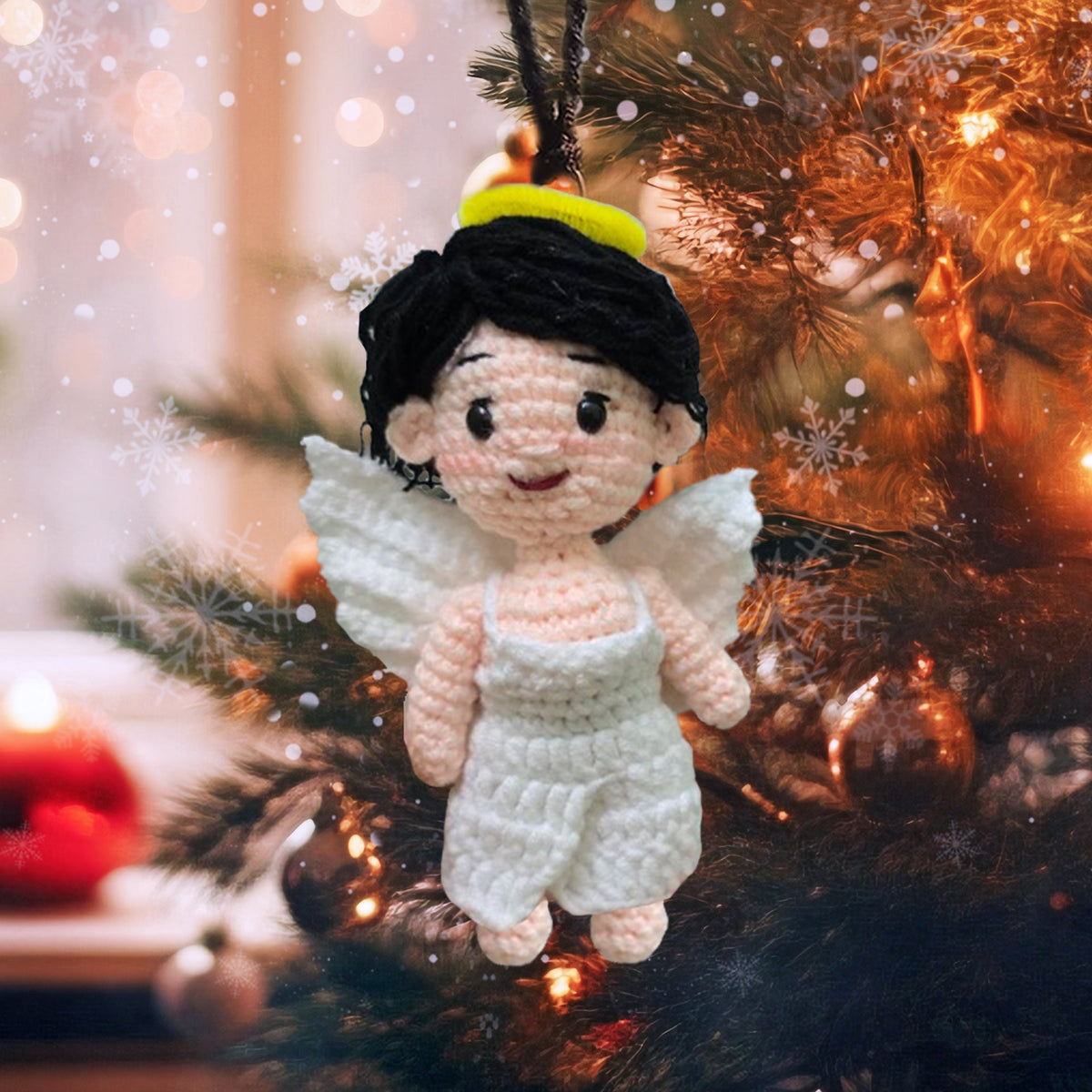 Personalized Ornament Crochet Doll with Photo Card "Sympathy Gifts For Loss Of Loved One"