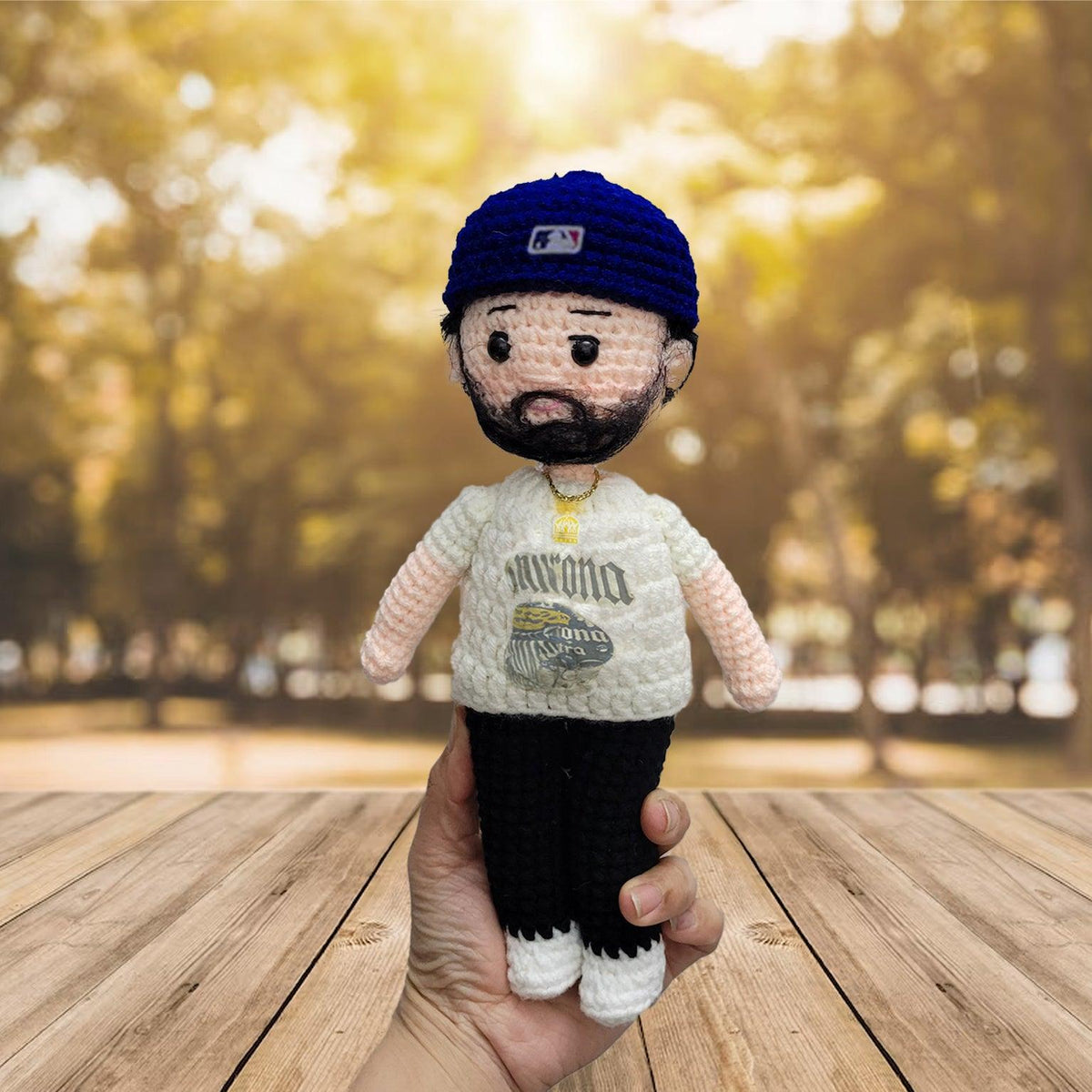 Personalized Crochet Doll with Photo Card "Our first Father's day together"