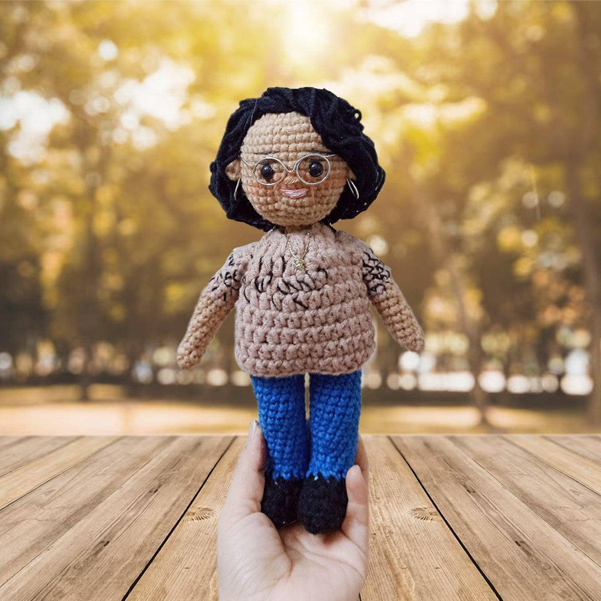 Personalized Crochet Doll with Photo Card "To My Mom"