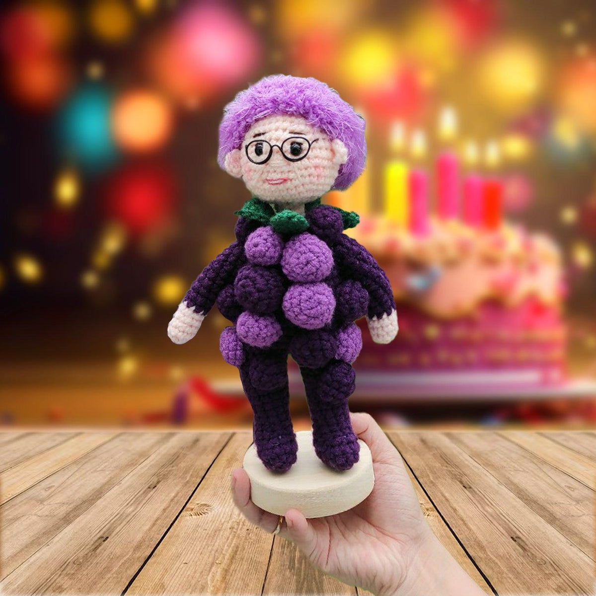 Personalized Crochet Doll with Photo Card "Happy Birthday Version 1"