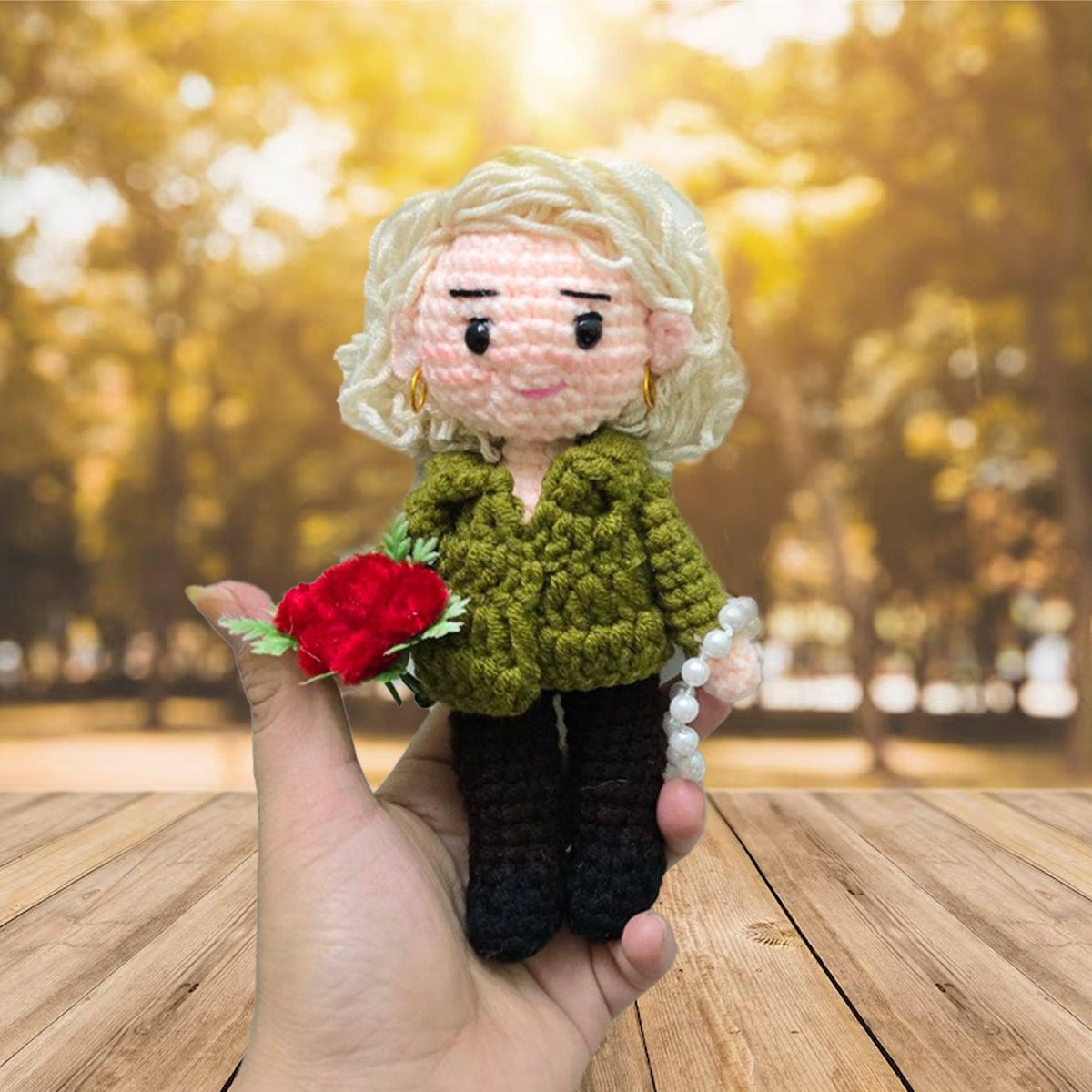 Personalized Crochet Doll with Photo Card "Part Of Our Hearts Is With Our Angel In Heaven"