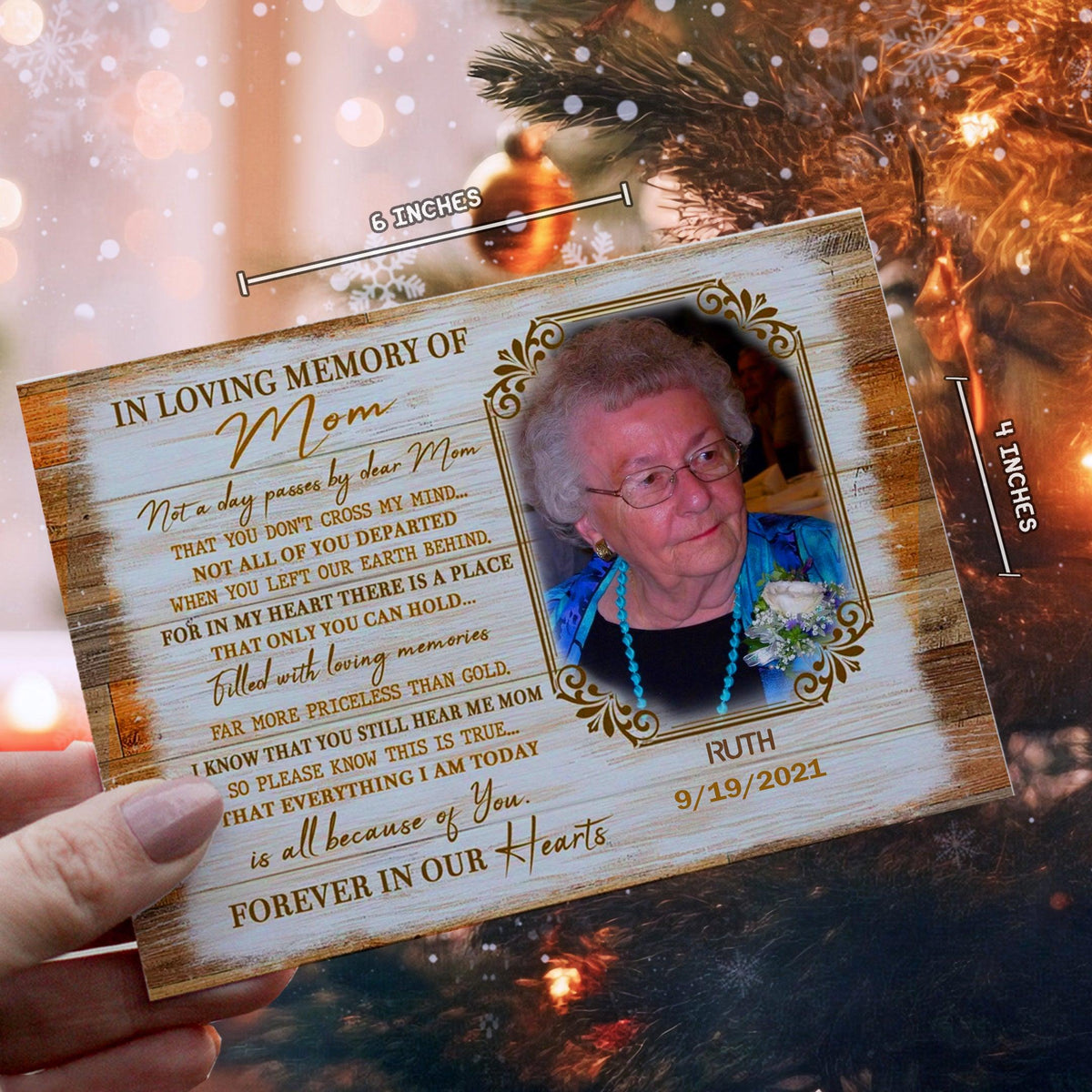Personalized Ornament Crochet Doll with Photo Card "In Loving Memory Of Mom"