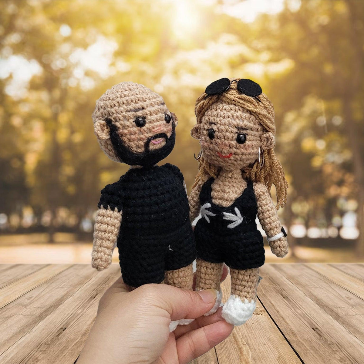 Personalized Crochet Doll with Photo Card "Were a Team Portrait"