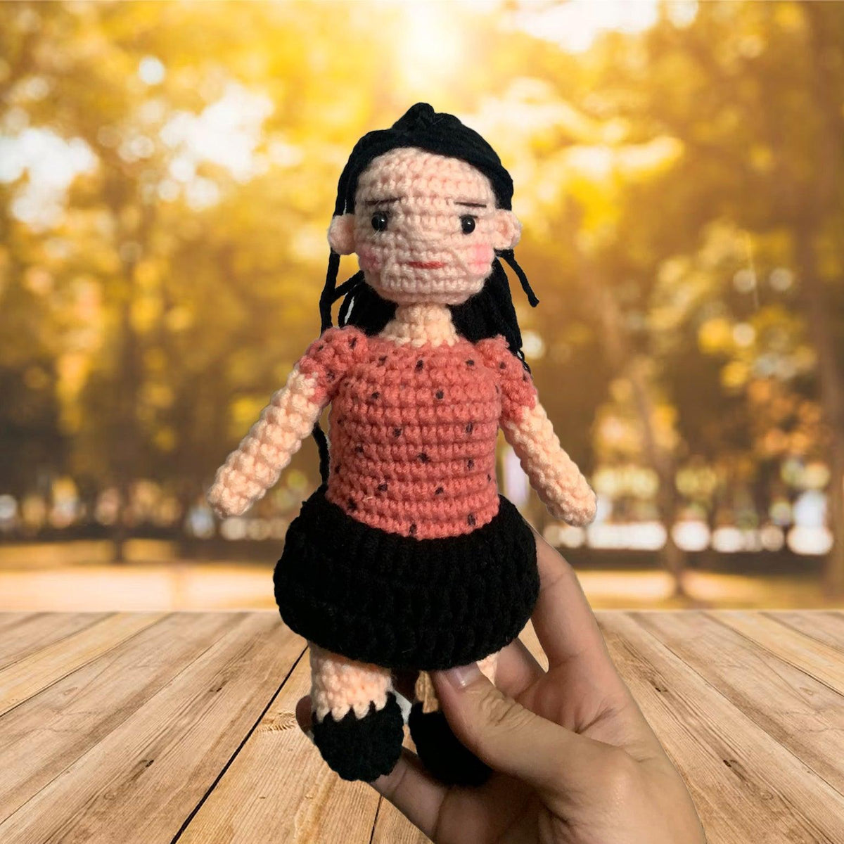 Personalized Crochet Doll with Photo Card "Letter to Mom with Your Own Finish"