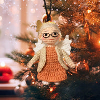 Personalized Ornament Crochet Doll with Photo Card "Safe In The Arms Of Jesus Remember Me"
