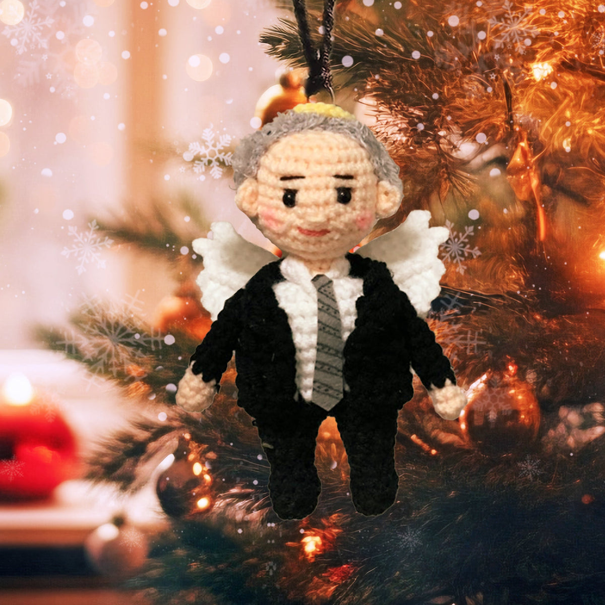 Personalized Ornament Crochet Doll with Photo Card "There's a Little Bit of Heaven in Our Home"