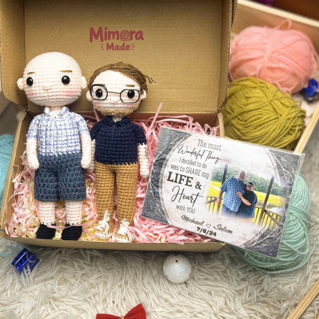Personalized Crochet Doll with Photo Card "The Most Wonderful Things Romantic"