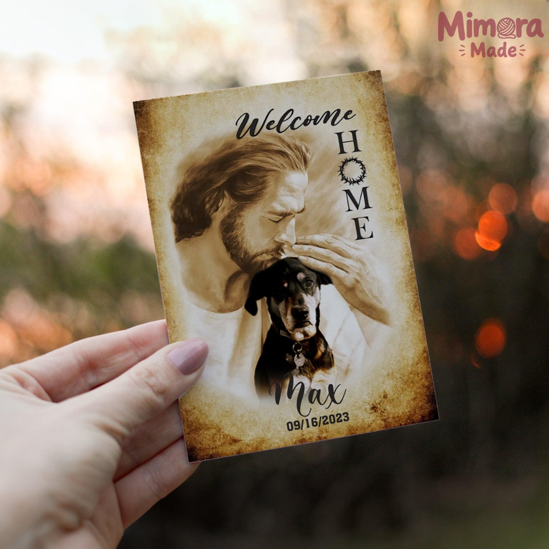 Personalized Crochet Doll with Photo Card "Welcome Home | Beloved Pets in God's Embrace"