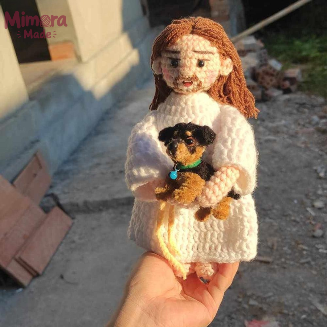 Personalized Crochet Doll with Photo Card "Welcome Home | Beloved Pets in God's Embrace"
