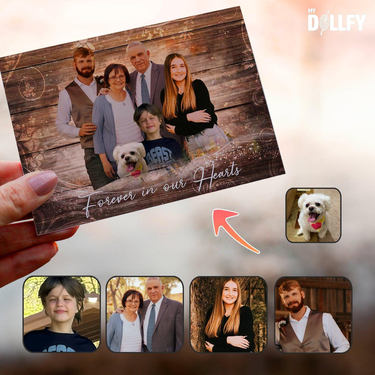 Family Portrait With Deceased Loved One, Combine Photos Card