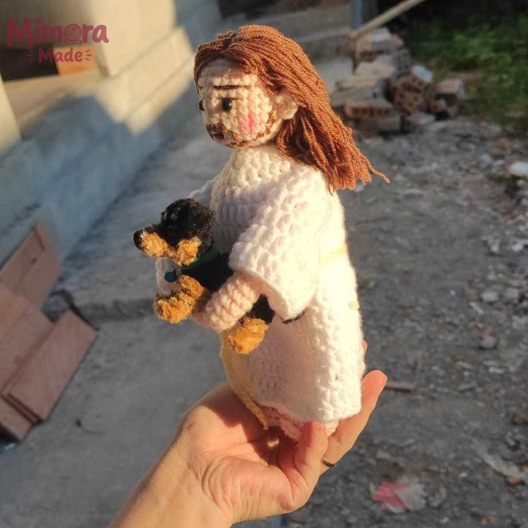 Personalized Crochet Doll with Photo Card "Welcome Home | Beloved Pets in God's Embrace"